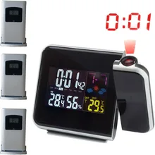 Weather Station Alarm Clock with Time Projection Thermometer Humidity Hygrometer+3 Wireless Outdoor Temperature Transmitters