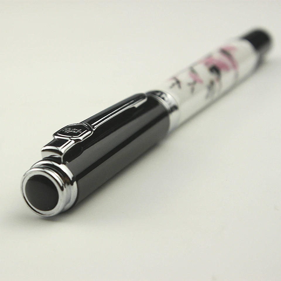 Высококачественная Роскошная деловая Шариковая ручка jinhao, керамические шариковые ручки с цветком сливы, 0,7 синие и черные чернила для бизнес-офиса, подарок