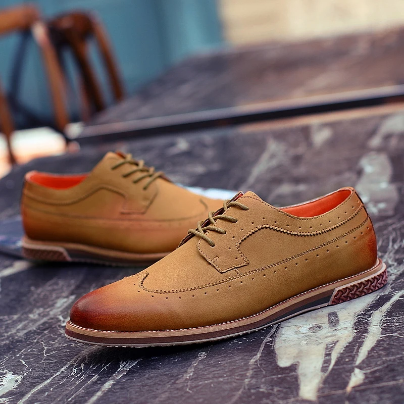 fashion suede leather men shoes elegant male footwear italian office leisure moccasins dress classic brogue oxford shoes for men (20)