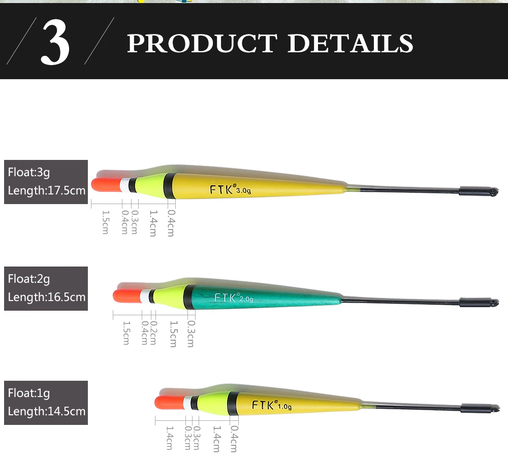 FTK Barguzinsky Fir светильник в темноте 10 шт./лот поплавок длиной 14,5-17,5 см поплавок 2 г-6 г смешанные цвета для ловли карпа