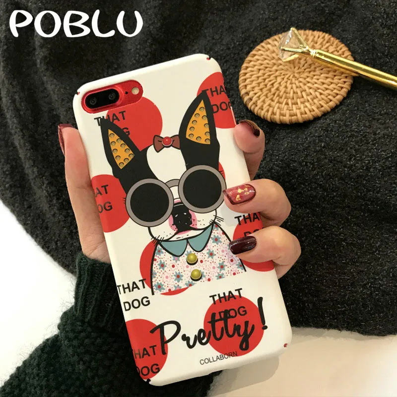 POBLU милые очки собака Телефон чехол для iphone 7 6s 8 Plus Мода Смешные животные бульдог