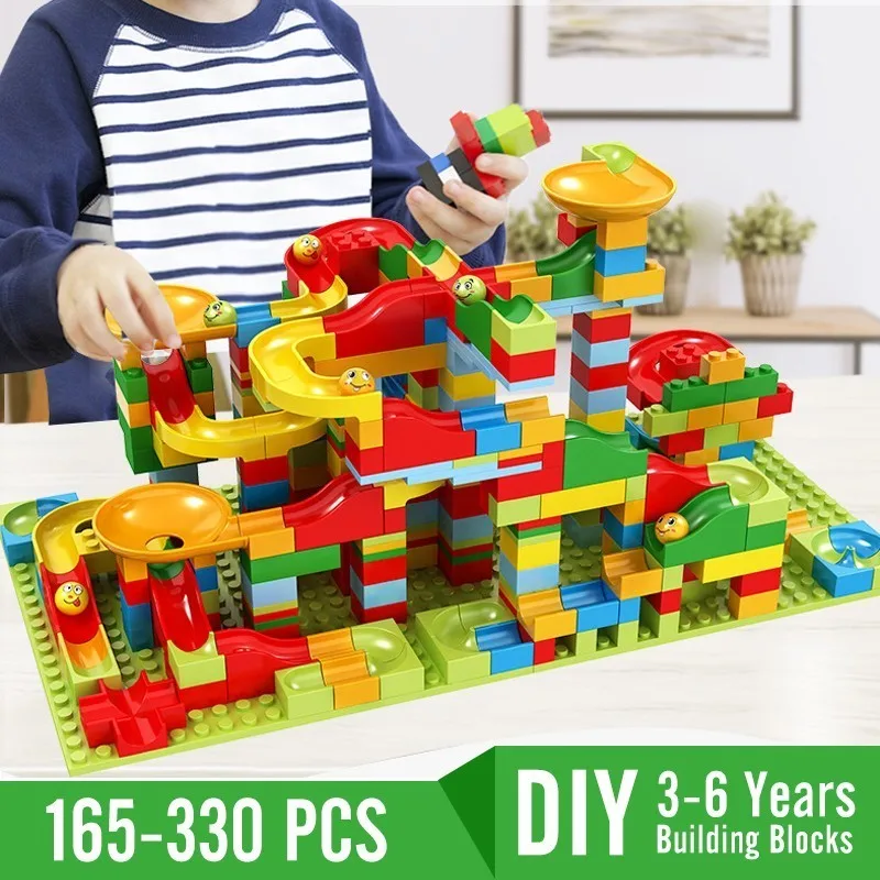 

165-330PCS Marble Run Building Blocks Compatible Legoingly Bricks Set Toys For Children 3-6 Years Kids Race Run Maze Balls