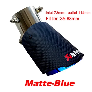 Регулируемый угол Akrapovic наконечники углеродное волокно выхлопная труба автомобиля прямой край углеродного волокна глушитель наконечник для автомобиля аксессуары - Цвет: Matte Blue 73-114