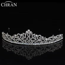 CHRAN Vintage Style Rhodium Plated Women Wedding Hair Jewelry Tiaras Elegant Brand Crystal Headband Flower Princess Crown