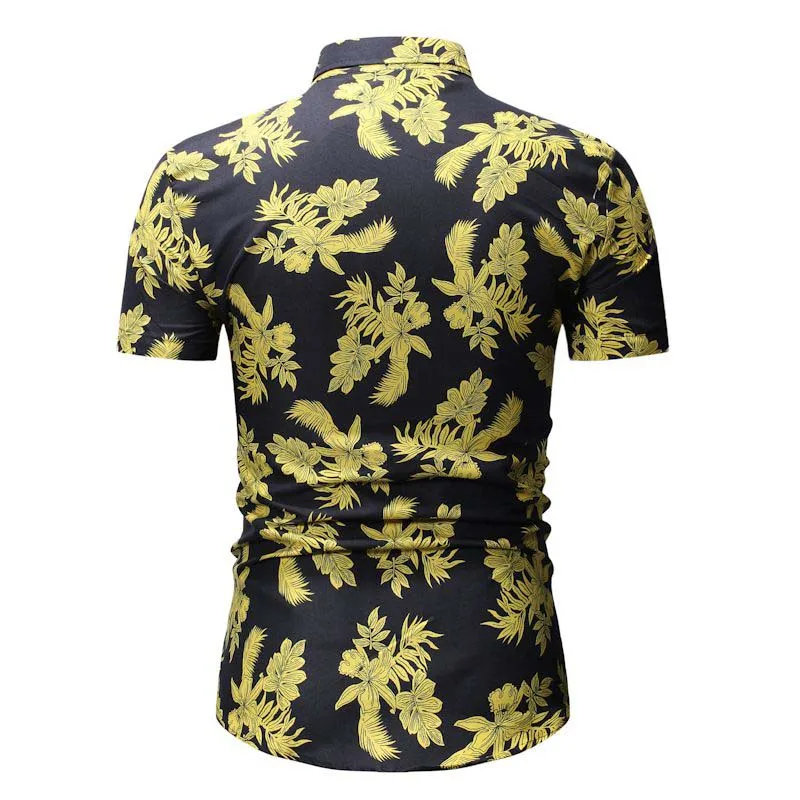 Летняя Пляжная гавайская рубашка повседневная мужская рубашка с коротким рукавом приталенная рубашка с цветочным принтом рубашки с цветочным принтом мужские платья рубашка Camisa Hombre
