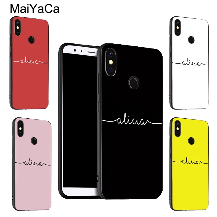 

MaiYaCa Custom Name Black Phone Case For Xiaomi Redmi 5 Plus S2 6A Note 5 Pro 7 5A 4X Mi 8 6X A2 6 9 Max 3 2 Mix 2s F1 Cover
