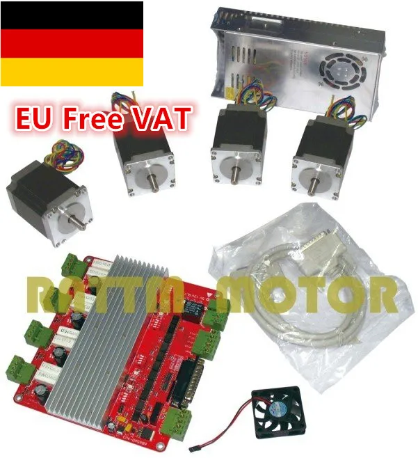 

[EU STOCK] 4 Axis Nema23 76mm 270oz-in Stepper motor Stepping Motor+Power supply&4 axis CNC controller board V Type CNC kit
