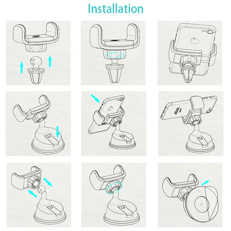 Car Phone Holder Air Vent holder Universal Desk Mount Mobile Phone Holder Stand for iPhone Samsung Universal Car Bracket