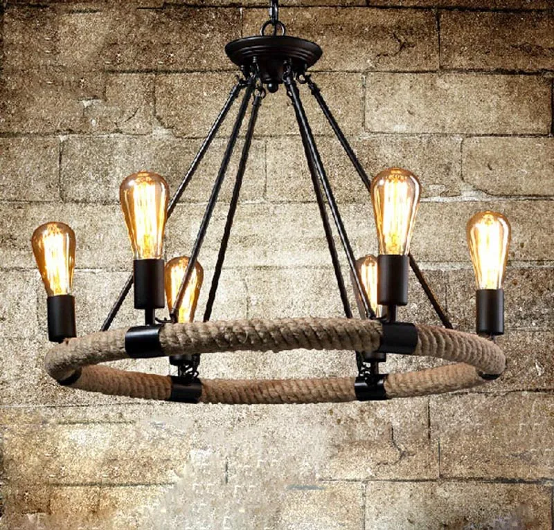 

Mahjong American Chandelier Retro Restaurant Bar Bar Chandelier Living Room Studio Art Iron Chandelier Hand Knitted Indoor Light