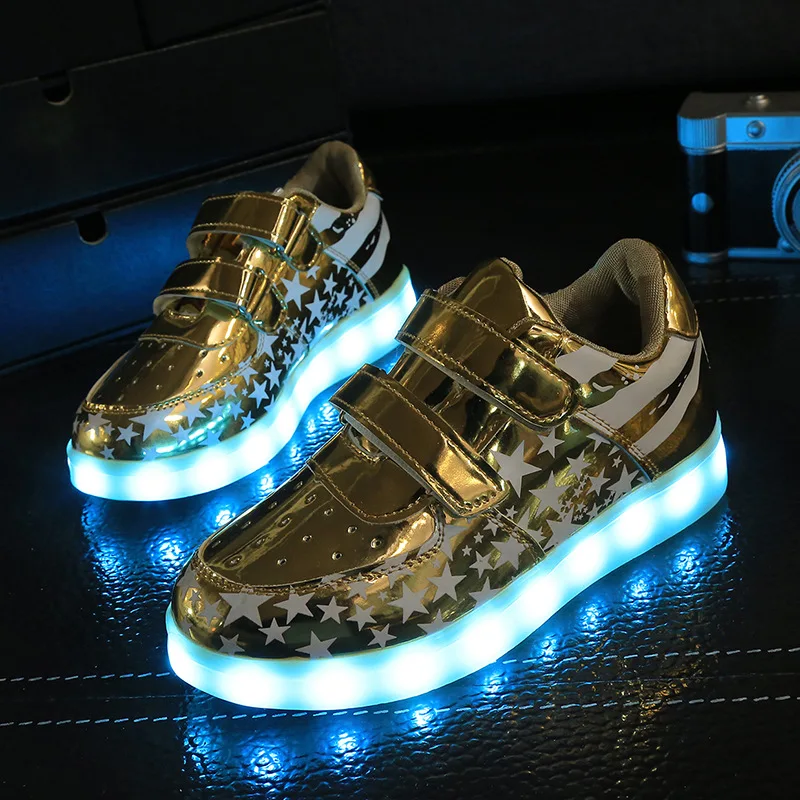 Retail 2017 children led light shoes young girl USB charger lit children s shoes sports shoes