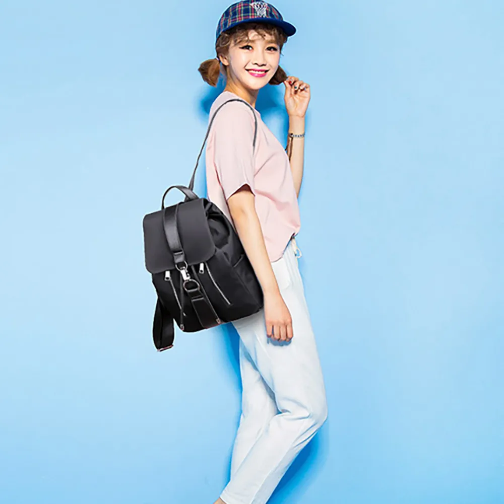 Женский модный рюкзак, школьные сумки для девочек-подростков, нейлоновый дизайн на молнии, черный женский рюкзак Mochila, женский рюкзак Sac A Dos/0,8
