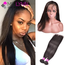 Top 360 Lace Frontal With Bundle Brazilian Virgin Hair Straight Lace Frontal Closure With Bundles Lace