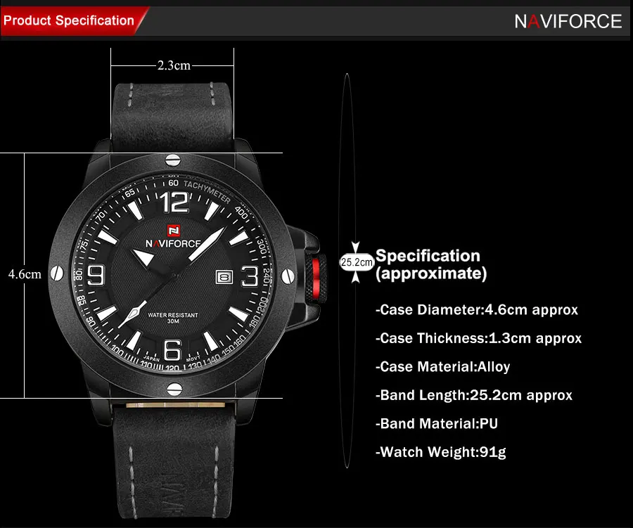 NAVIFORCE Китай Топ бренд спортивные часы для мужчин 30 м водонепроницаемый натуральная кожа Группа военные наручные часы Мужские часы Relogio Masculino