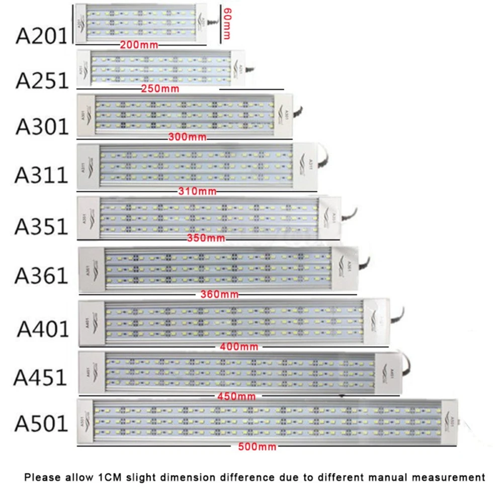 AC100~ 240 В светодиодный светильник для аквариума с крышкой, светильник для выращивания растений, для аквариума 5730 SMD 20-60 см 12-39 Вт, лампа с вилкой US/EU