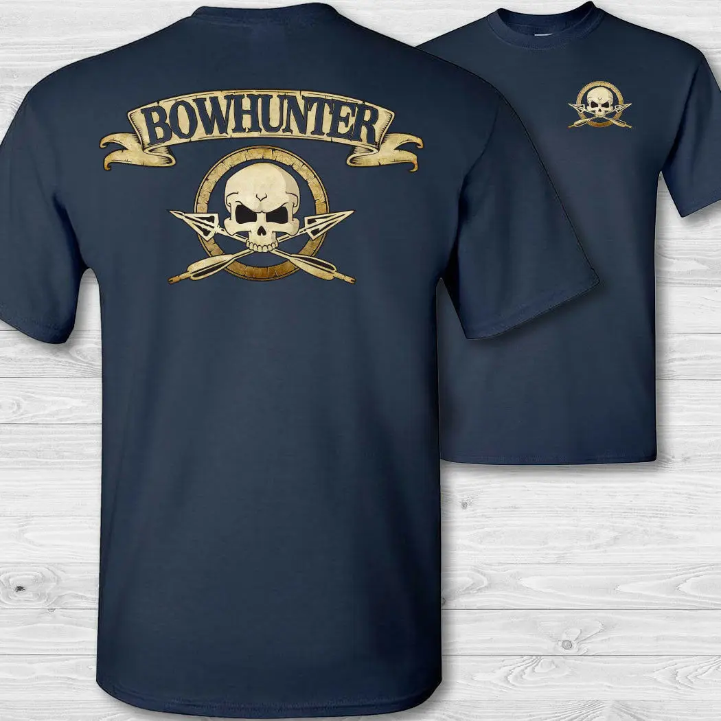 

Bowhunter crossbones t-shirt, bowhunting skull tee shirt, bow hunter badge shirt Double Side