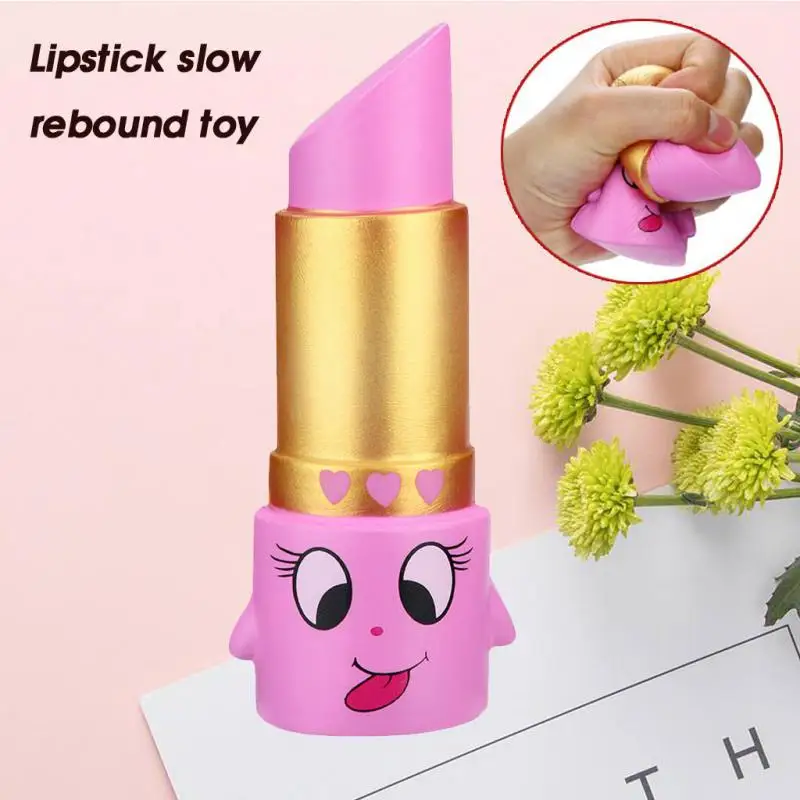 

1PCS Squeeze Exquisite Lovely Lipstick Scented Slow Rising Decompression Toys smooshy mushy 2019 cake squishy F1