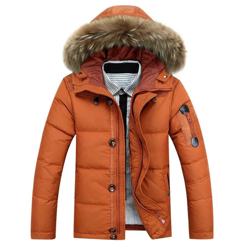  high quality men coat winter White goose down hooded jacket men Warm and comfortable coats man