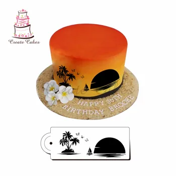 

Beach Stencil Cake Side Stencil for Fondant Cake Decoration Plastic Template Mold Cake Decorating Tools Bakeware