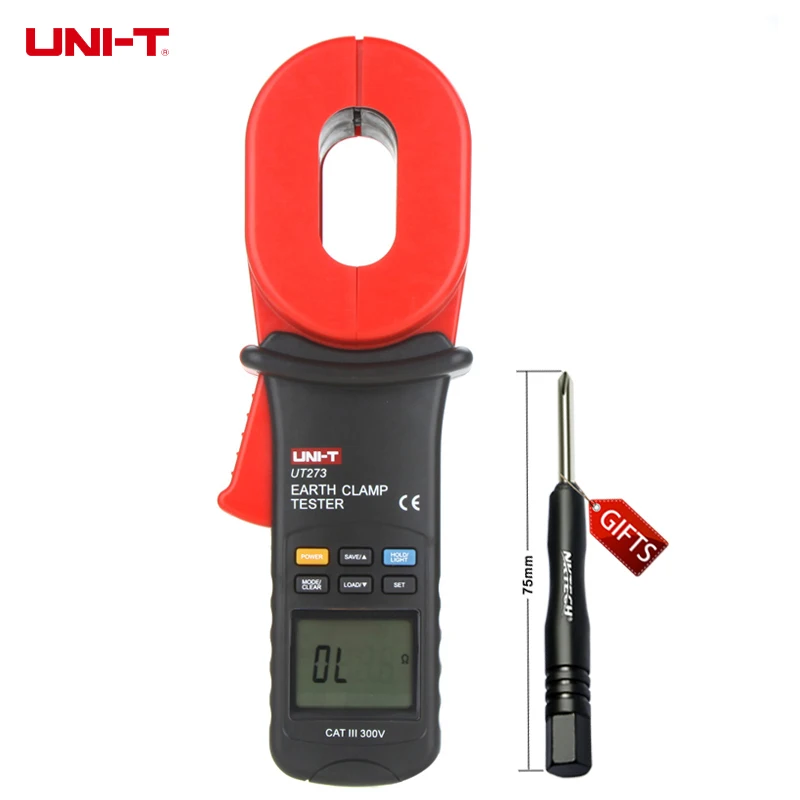 

0.01-1000ohm w/Auto Calibration & Resistance Limit Alarm UT273 UNI-T Auto Range Digital Clamp Earth Ground Resistance Testers