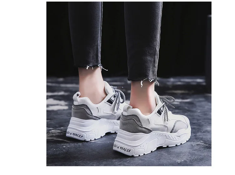 Г., новая обувь Белая обувь женские модные брендовые кроссовки на платформе в стиле ретро, Женская осенне-зимняя дышащая мягкая обувь, chaussure