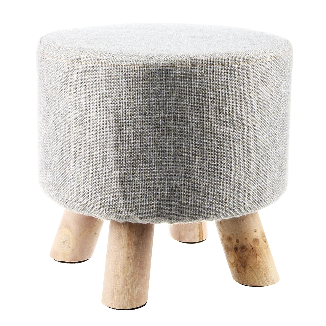 Серый(4 ножки) современный мягкий табурет для ног круглый пуфик-табурет+ деревянный узор для ног: круглая ткань