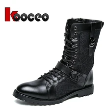 Мужские мотоциклетные ботинки Jodhpur, сапоги с хлопковой подкладкой, рабочая теплая зимняя кожаная обувь на шнуровке, с высоким берцем, 6 дюймов, черный цвет