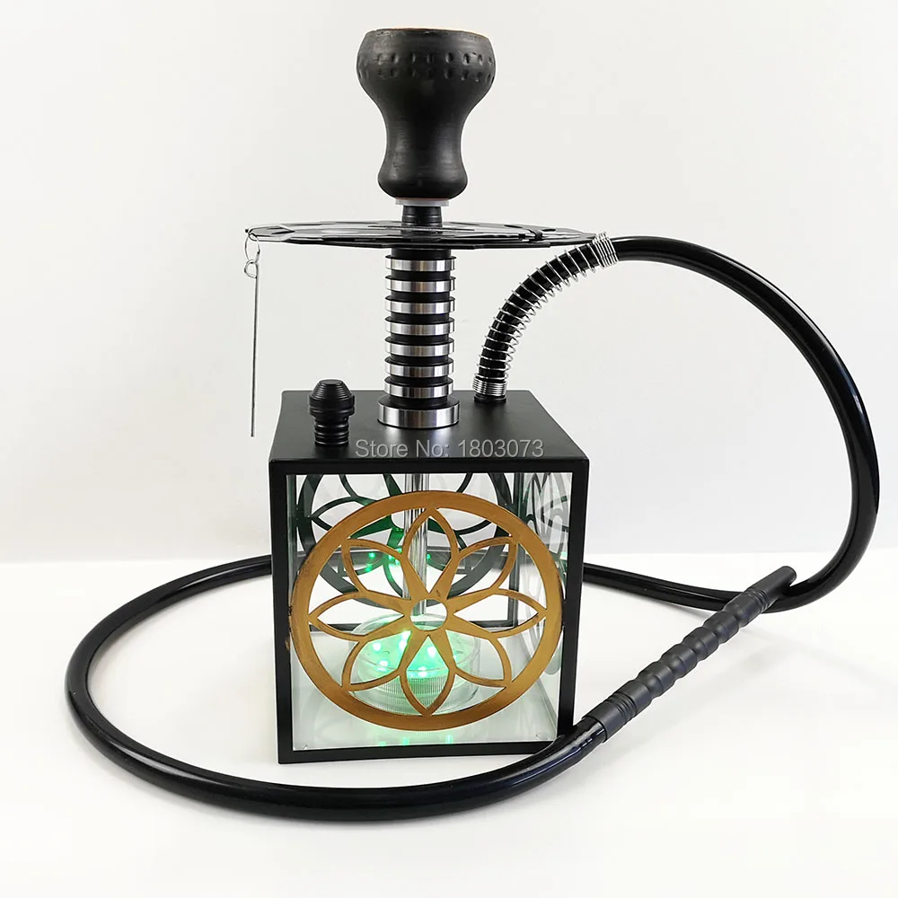 Небольшой квадратный светодиодный Hookah Smoke трубка для кальяна акриловые на водной