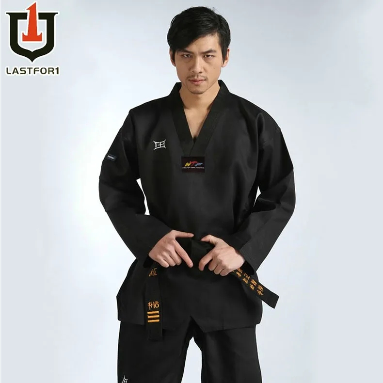 

Taekwondo Suits Clothes Teacher/Normal Black Dobok Uniform L to XXXL Free Black Belt