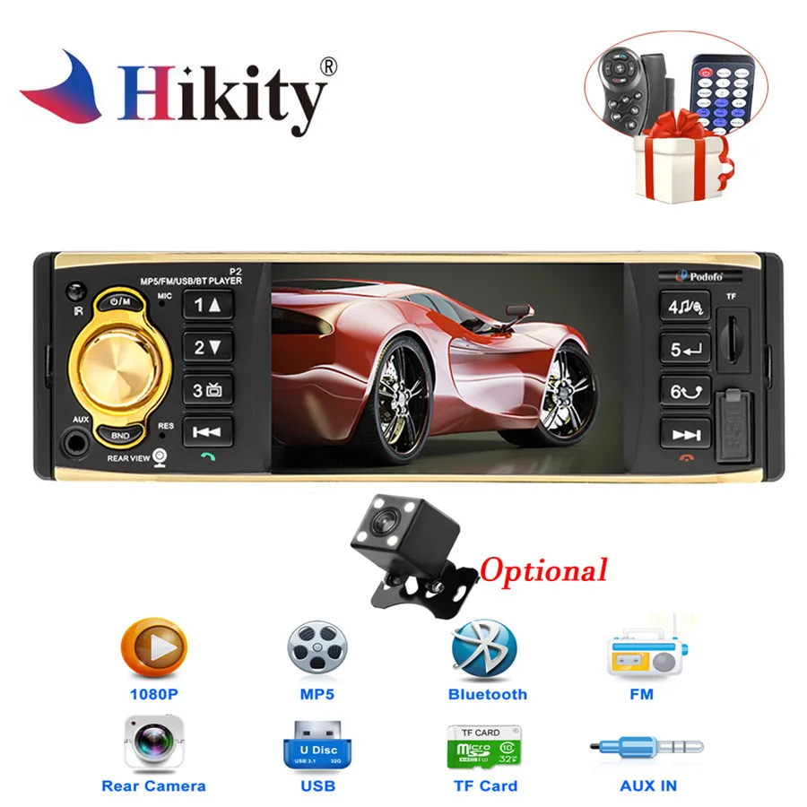 Hikity Авторадио 4019B 1 din мультимедийный плеер USB AUX FM SD автомобильное радио Bluetooth Камера заднего вида дистанционное управление аудио стерео