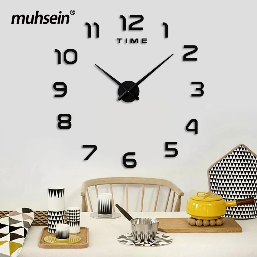 

2019 wall clock perfect DIY modern design large digital sticker mute acrylic metal mirror clock by wall size resizing