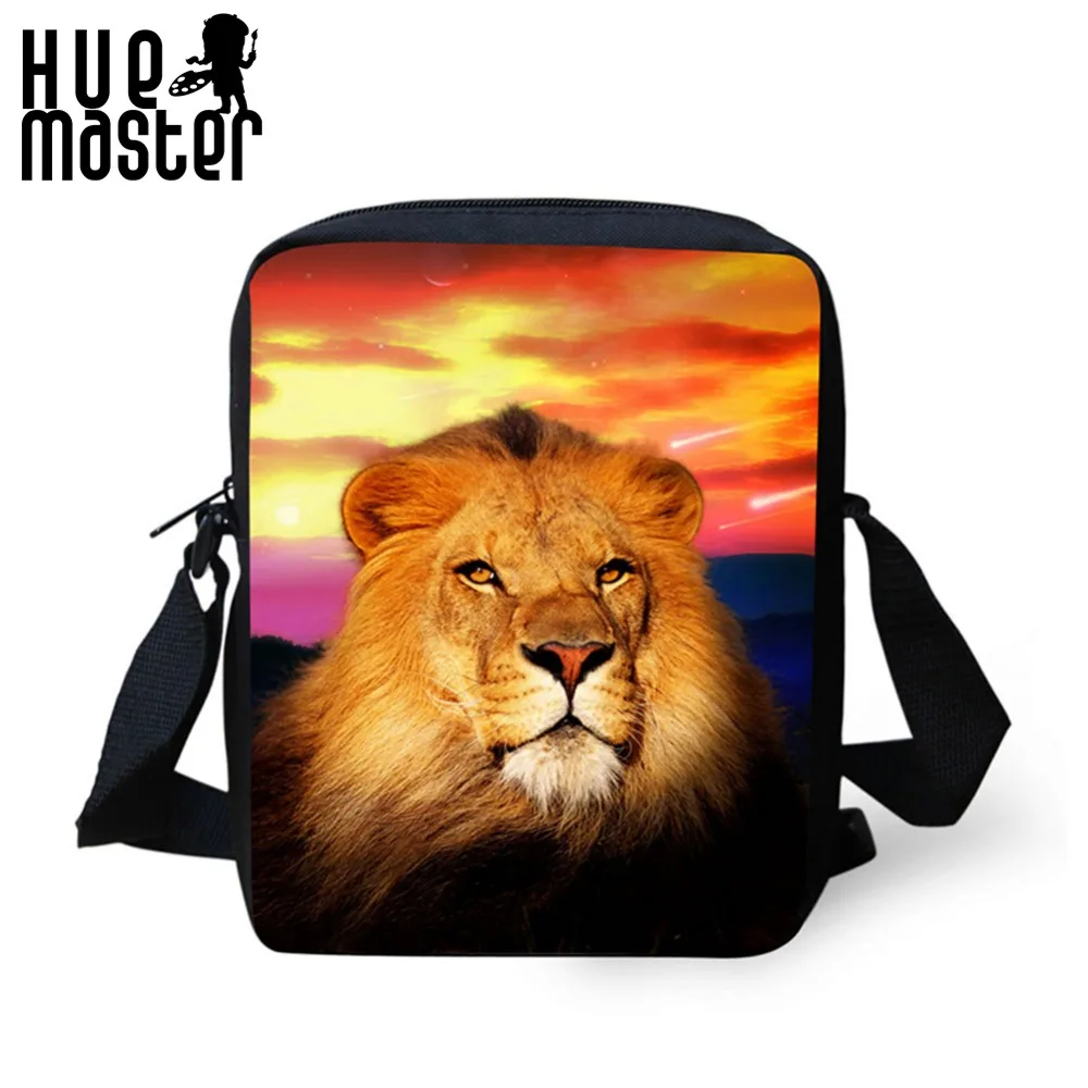 

HUE MASTER Children Boys Crossbody Men's Small satchel kid packet Messenger pack lady bag Prairie Cool Lion pattern