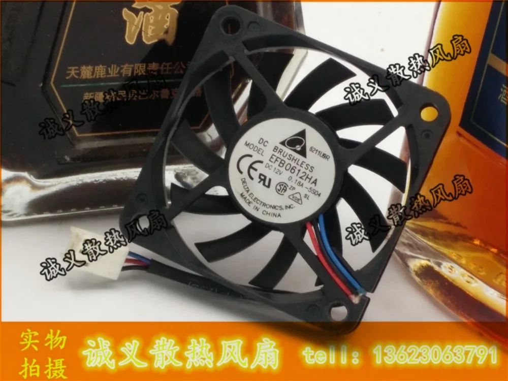 Delta 6010 EFB0612HA 12V 0.18A CPU шарикоподшипник охлаждающий вентилятор 60*60*10 мм|fan 60|cooling fan60 fan