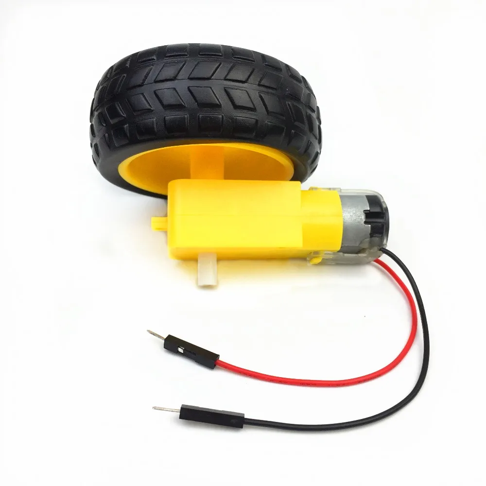 

Car Gear DC Motor Robot Gear Motor TT & Wheel Tire with Dupont Male Plug for Arduino Robotics