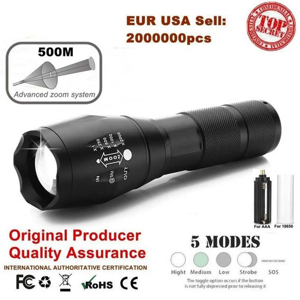 Goedkoop Ultrafire Draagbare Zoom Zaklamp XM LT6 9000LM 5 Mode LED Zaklamp Zaklamp Hunting LED Camping Tactische Schakelaar luz Zaklamp