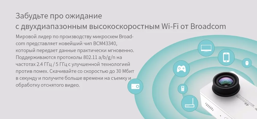 Yi 4 К действие Камера белый 2.1" ЖК-дисплей жесткие Экран 155 градусов EIS Wi-Fi Черный Международный издание Ambarella A9SE75 12MP CMOS