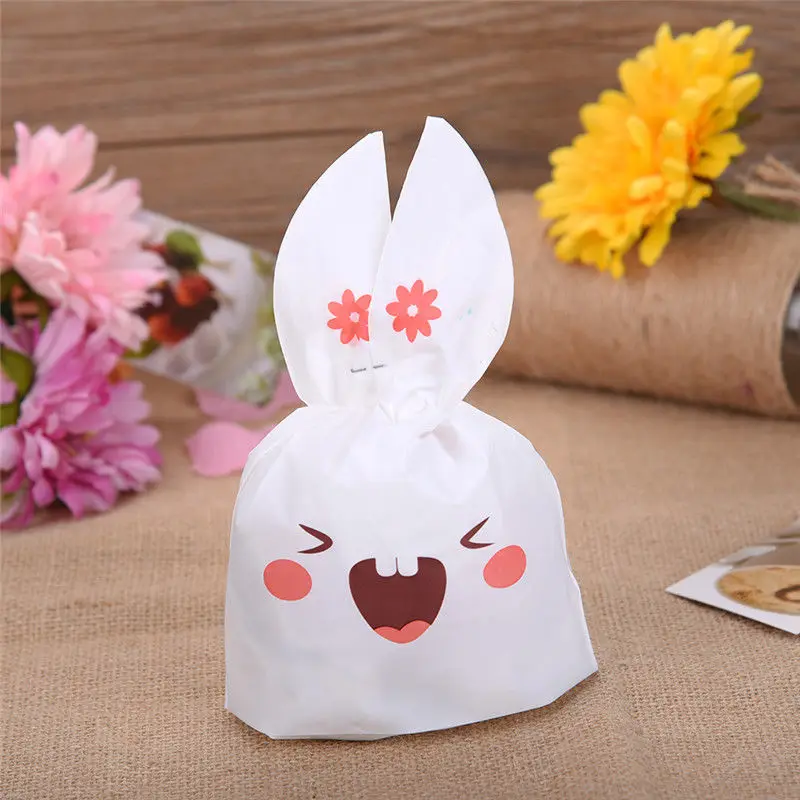 50Pcs/set Rabbit Cookie Biscuit Biscuits Cookies Packaging Kitchen Bakery Plastic Wedding Candy Gift