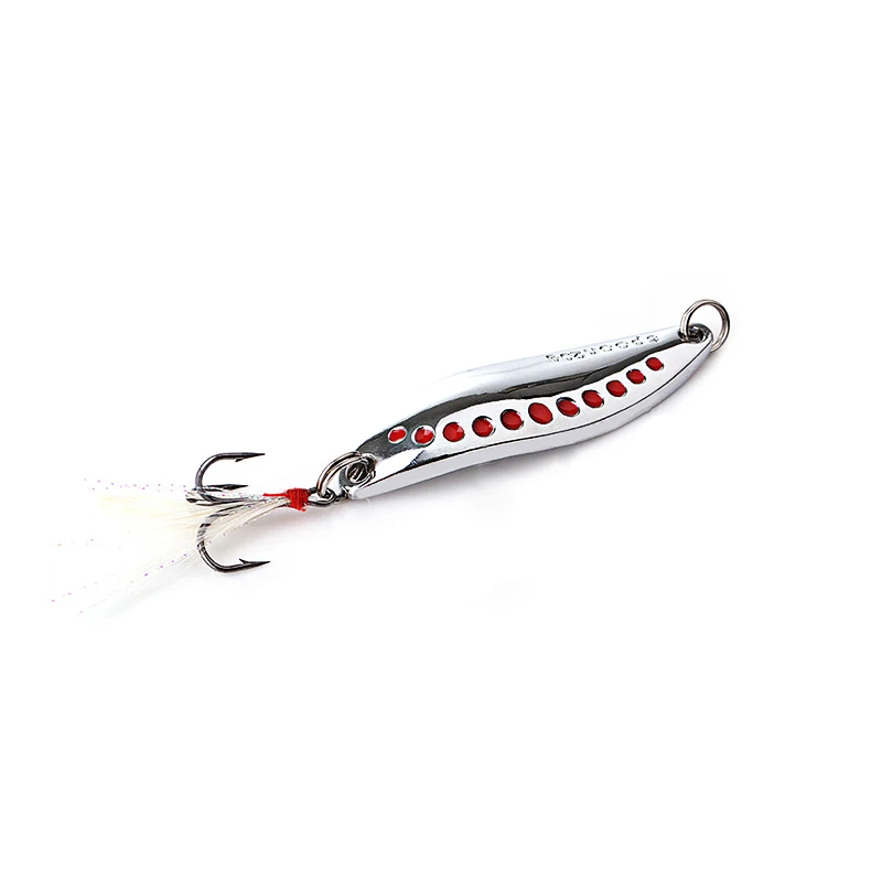 1pcs Metal Sliver 5g 7.5g 10g 15g 20g Spinners Spoon lure Fishing Lure Hard  Bait Sequins with Feather Bass Treble Hook