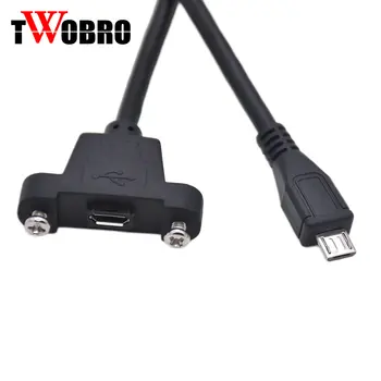 

TWOBRO Micro USB USB 2.0 Male Connector to Micro USB 2.0 Female Extension Cable 30cm 50cm With screws Panel Mount Hole