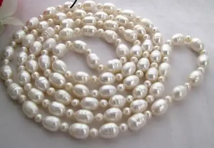

3743 white rice round freshwater pearl necklace