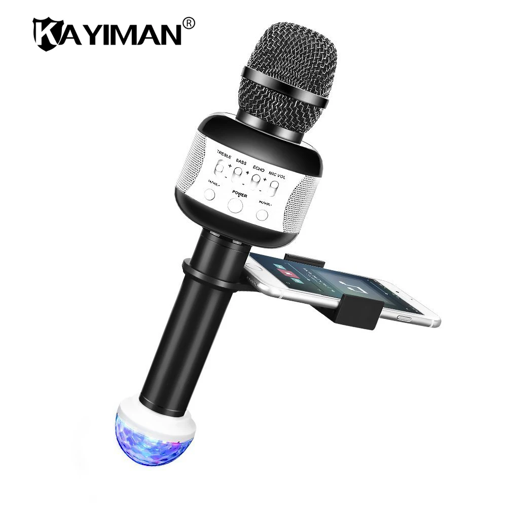 

Wireless Karaoke Microphone Bluetooth Speaker with Disco Light Upgraded Cellphone Holder and 3200mAh Rechargeable Battery