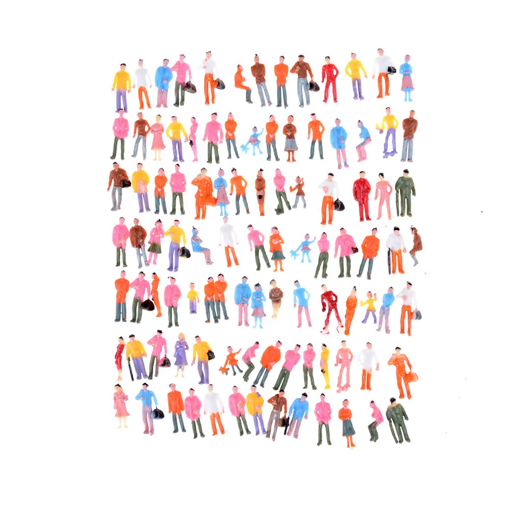 

100pcs 1:150 Mini Scale Model People Painted Model People Mix Painted Model Train Park Street Passenger People Figures wholesale