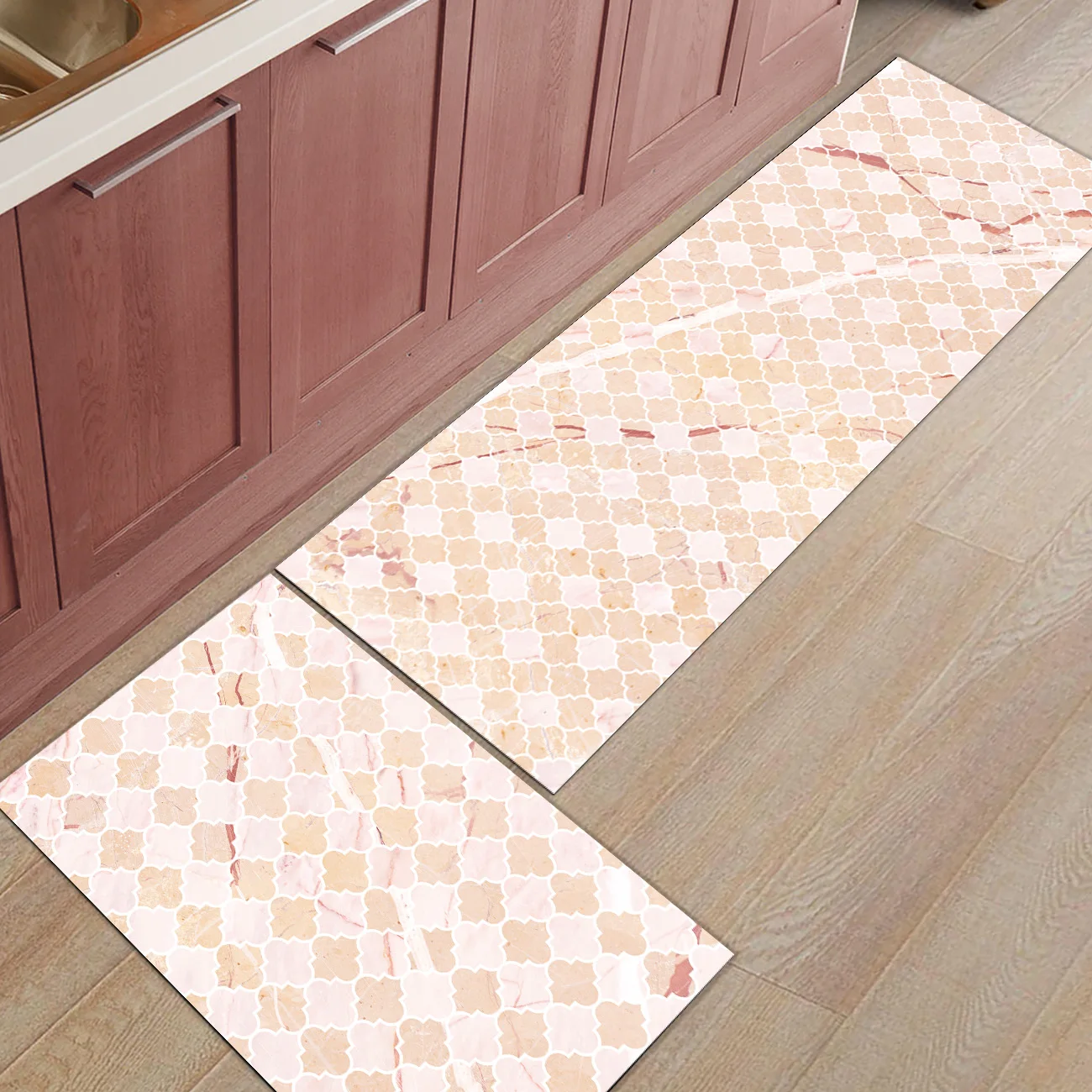 

Moroccan Pink Marble Pattern Doodling1Bathroom Accessories Set Dirt Debris Mud Trapper Boot Shoes Scraper Living Room Accent Rug