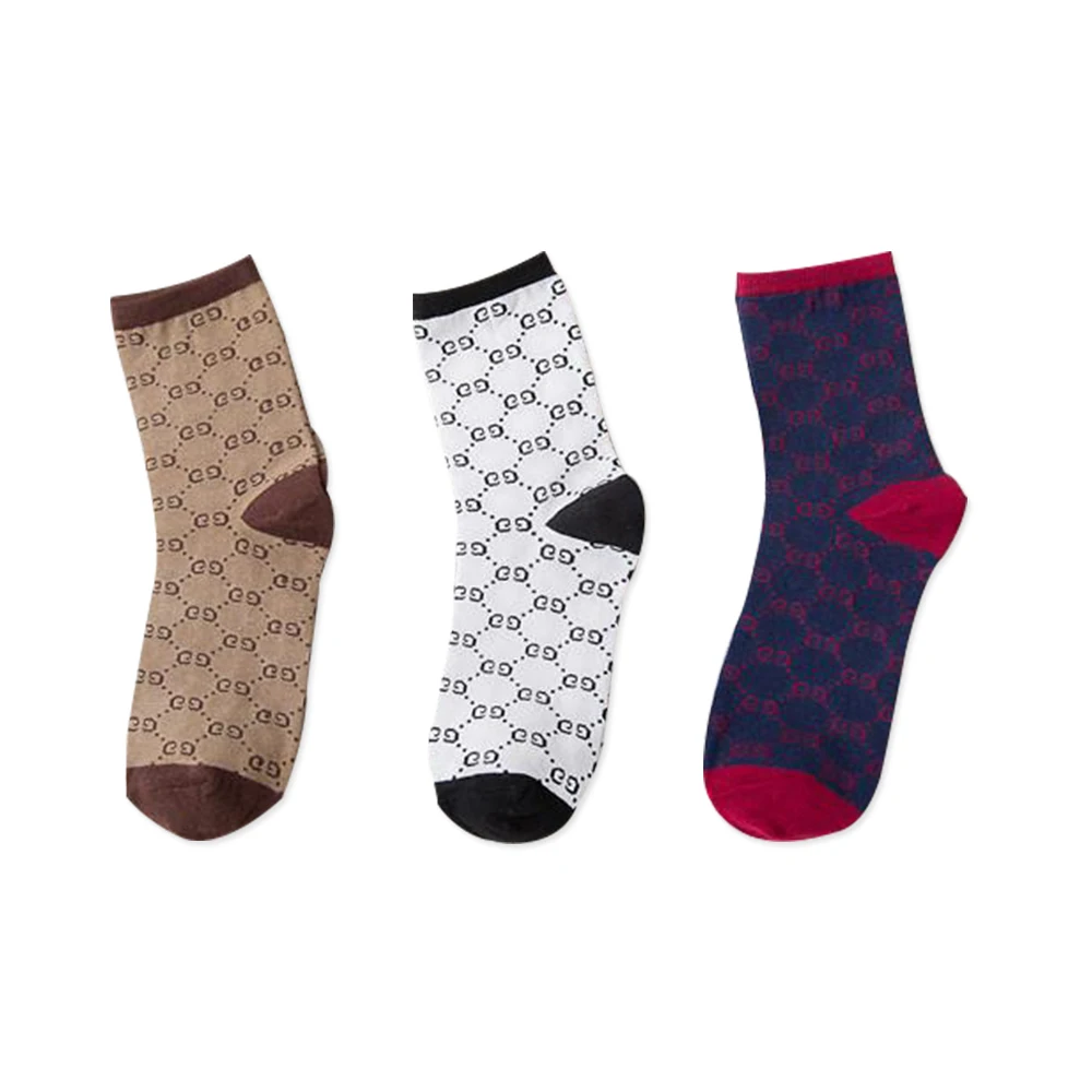 

1 Pair Women Men Socks Cotton Fancy Grid Socks Fashion Simple Retro Harajuku Ladies Breathable Sweat-absorbent Casual Socks
