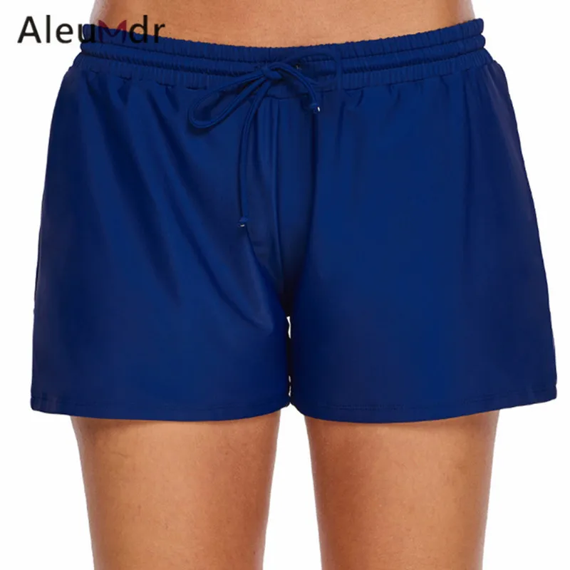 Aleumdr Bikini Bottoms Swimwear Panties Black/Blue Elastic Drawstring