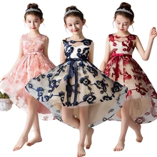 Новинка года; Вечерние Платья с цветочным узором для девочек; романтическое свадебное платье подружки невесты со шлейфом вечерние платья для девочек на день рождения, выпускной вечер