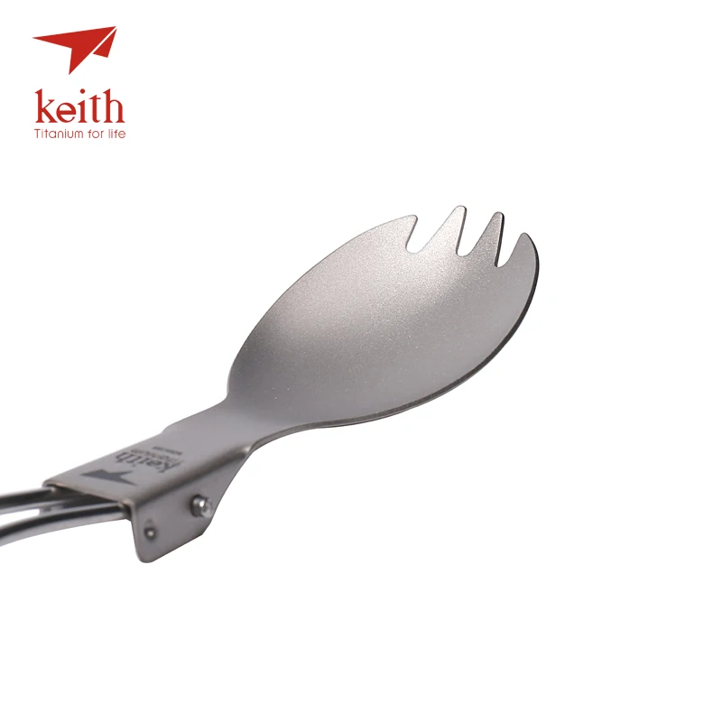 Conjuntos com Flanela Acampamento ao ar Conjunto de Talheres 3 em 1 Keith Titanium Dobrável Colher Garfo Spork Talheres Bolsas Livre 3 Peças 7 Louça para ar livre