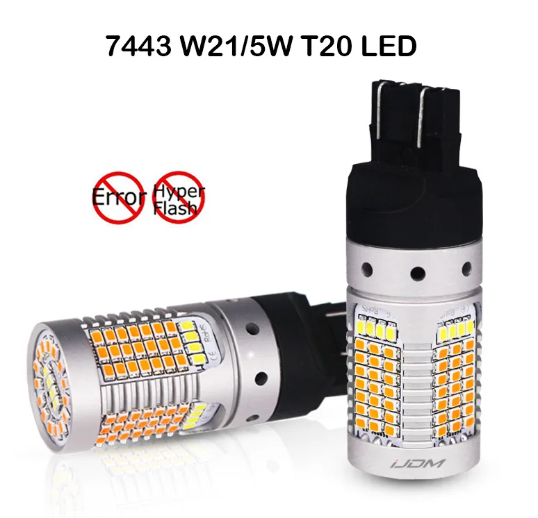 IJDM No Hyper Flash 21 Вт 7443 светодиодный Canbus 3157 1157 светодиодный переключатель Белый/янтарный светодиодный лампы для дневных ходовых/указателей поворота - Испускаемый цвет: 7443 T20