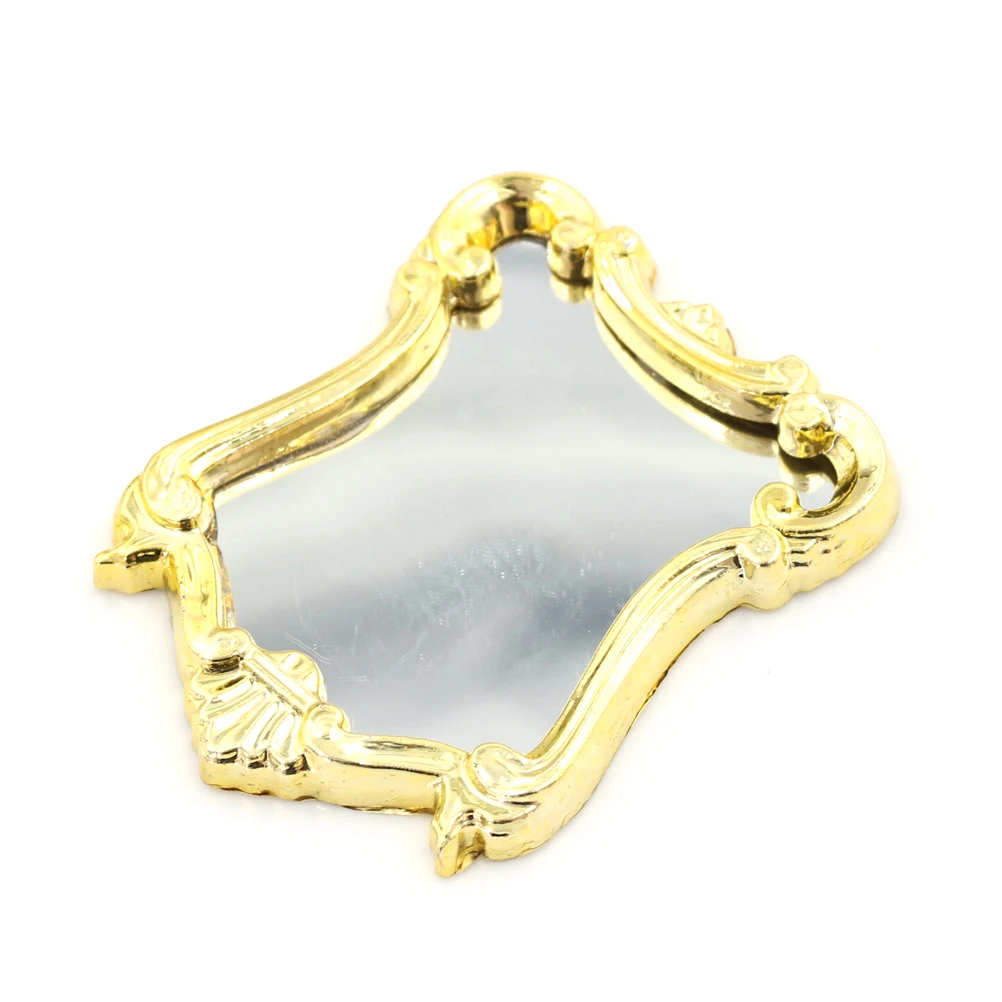 1pc 1/12 Miniature European Frame Mirror Dollhouse Furniture Doll House Miniatures 1:12 Accessories 1:12 Plastic Mirror