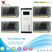 YobangSecurity Villa Apartment Eye Door bell 7″TFT LCD Color Video Door Phone Doorbell Intercom System 1 Camera 4 Monitor