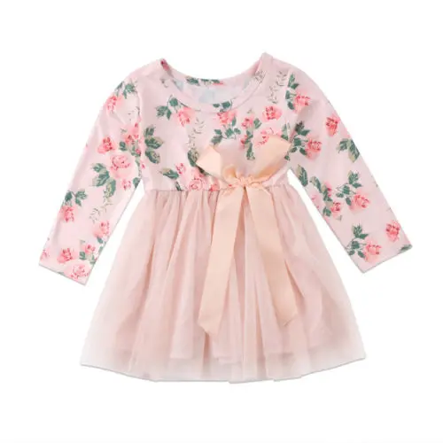 

Toddler Baby Girls Kids Clothing Princess Tutu Dress Long Sleeve Flower Mini Floral Party Pegeant Dresses Clothes Girl